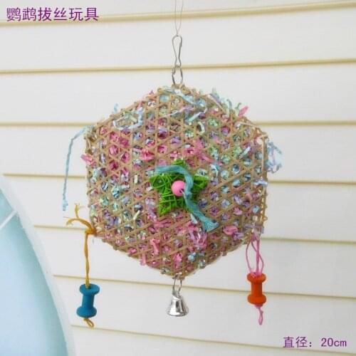 Parrot toys toy bird Brushed straw rope toy Bamboo drawing toy Parrot scraps of paper toy