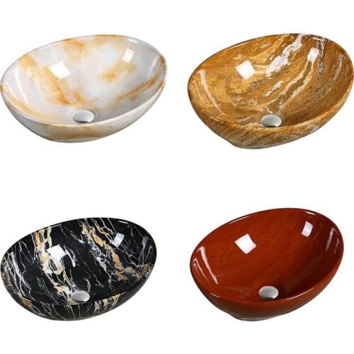 Exclusively Hotel Ceramic Above Counter Basin Bathroom Wash Basin Marble with Drain Pipe Shampoo Sinks