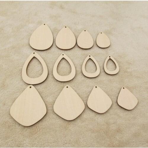 7 Styles Unfinished Wooden Teardrop Earring Pendants Blank Item Crafts for Jewelry DIY Making