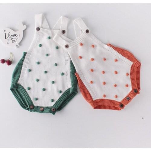 Handmade Pom Pom Baby Girls Rompers Autumn Baby Knitted Clothes Infant Newborn Baby Boys Sweater Jumpsuit Christmas Outfits