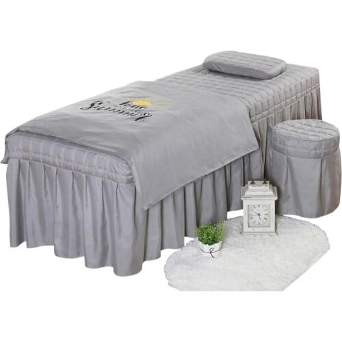 4pcs High Quality Beauty Salon Bedding Set Thick Bed Linens Sheets Bedspread Fumigation Massage Spa Pillowcase Duvet Cover Sets