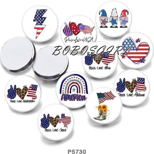 USA 4th Of July America 12mm/18mm/20mm/25mm/30mm Round Glass Cabochon Flat Back Making Findings P5730