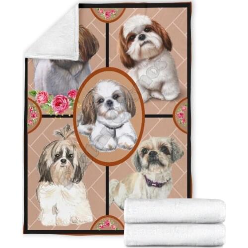 Cute shih tzu fleece blanket dog wearwanta Printed Wearable Blanket Adults/kids Fleece Blanket Sherpa Blanket