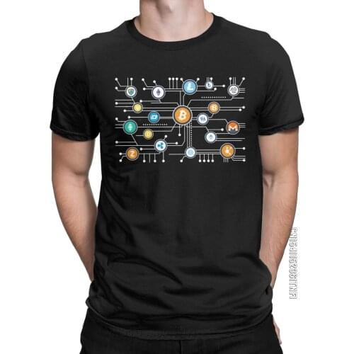 Cryptocurrency Bitcoin Altcoin Blockchain T Shirt For Men 100% Cotton Funny T-Shirts Crew Neck Tee Shirt Classic Tops