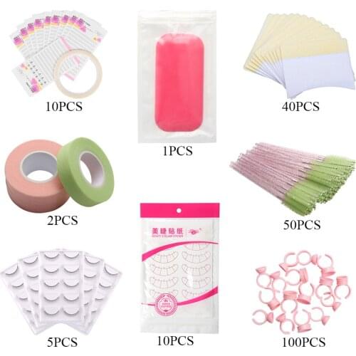 Training False Eyelash Extension Set Eye Pads Glue Ring Brush Tape Glue Holder Kit for Eyelash Grafting Beauty Makeup Tools