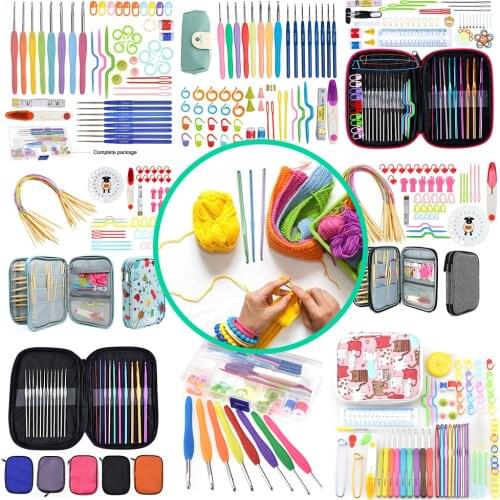 Premium Crochet Hooks Set With Case 35 Styles Knitting Needles Set DIY Needle Arts Craft Scissors Stitch Markers Sewing Tools