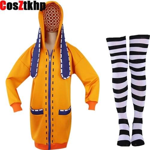 New Anime Cosplay Costume Clothings Anime Yomoduki Runa Cosplay Costume For Girls Women Orange Coat Hoodies Zip Jacket Coat wigs