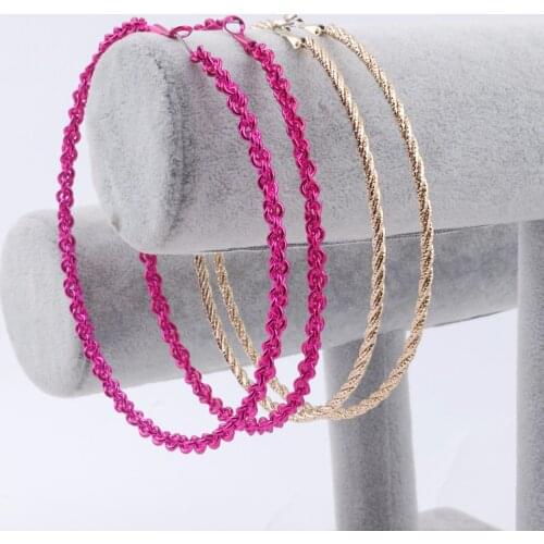New Pink Braided Big Round Hoop Earrings For Women Personality Gold Color Oversized Circle Earrings Fashion Party Jewelry Gifts