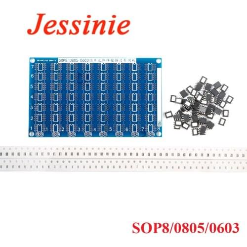 DIY Circuit Board PCB SMT SMD Component Soldering Practice Board SOP8 Chip 0805 PCB 0603 DIY Kit Fanny Skill Training Electronic