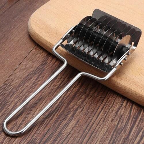 Stainless Steel Dough Cutter Handheld Roller Spaghetti Pasta Noodle Press Pastry Cutter Maker Kitchen Pressing Cutting Tools