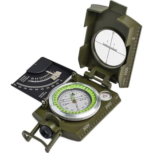 Portable Multifunctional Military Zinc Alloy Compass with Inclinometer for Camping Hiking Hunting Compass