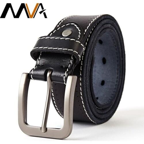 MVA Mens Belt Genuine Leather Business Belt with Buckle Cowskin Jeans Belt in high quality Cowboy Waistband Belt for Men