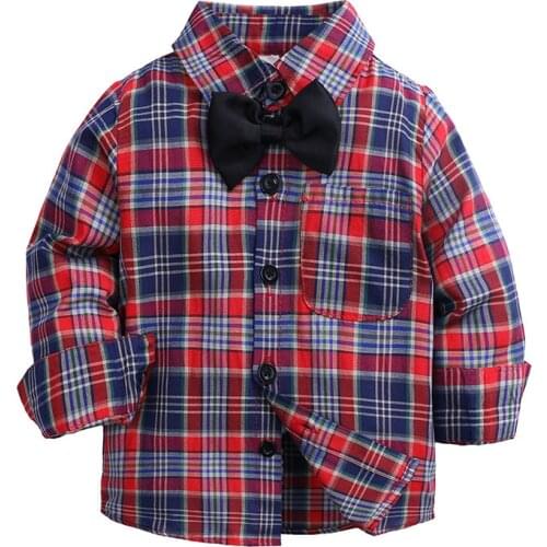 Spring Long Sleeve Boys Shirts Casual Turn-down Collar Camisa Masculina Blouses for Children Kids Clothes Baby Boy Plaid Shirt