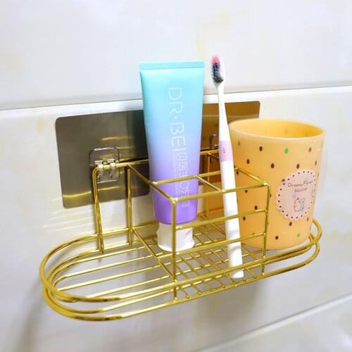 Nordic Free Punch Storage Rack Tooth Cup Set Shelf Mouthwash Cup Holder Iron Art Toothbrush Holder Bathroom Accessories