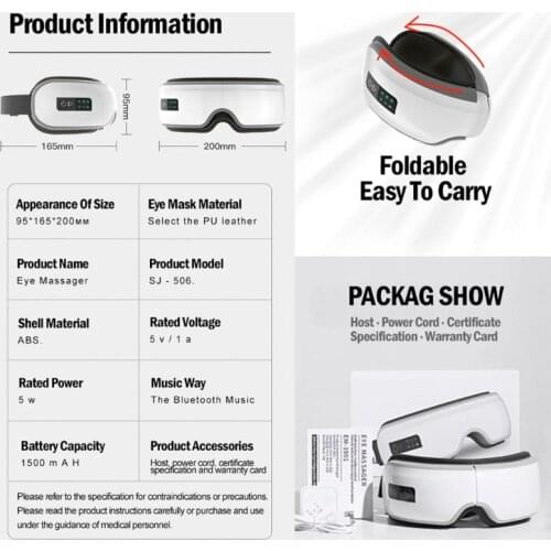 Foldable Eye Massager Air Pressures Fatigue Relieve Vibration Hot Compress Tool 11UF