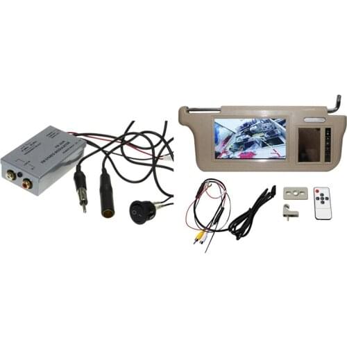 Universal Fm Modulator Stereo Mp3 Auto Antenne Kabel Car Radio Cinch Aux Adapter & 7 Inch Car Sun Visor Mirror Screen