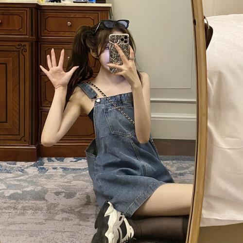 Woman Skirts Summer High Waist Loose Denim Suspender Skirt Womens Jumpsuit Skirt Mujer Faldas Saias Mulher