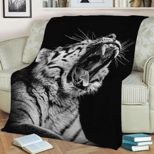 Angry wild tiger head Flannel Throw Blanket 3D Printed Keep Warm Sofa Child Blanket Home Decor Textiles Dream Family Gift