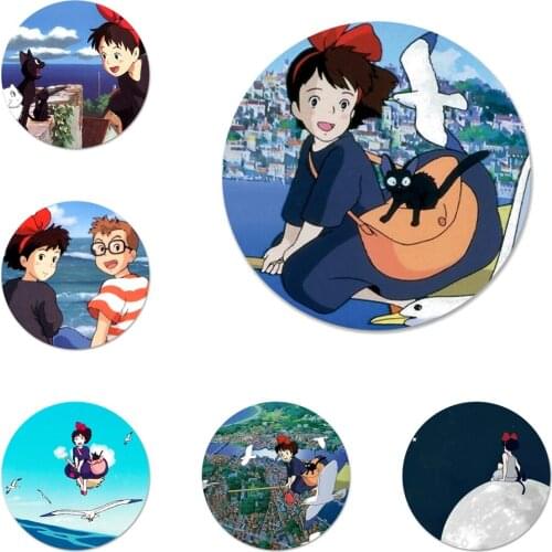 Kikis Delivery Service Icons Pins Badge Decoration Brooches Metal Badges For Clothes Backpack Decoration 58mm