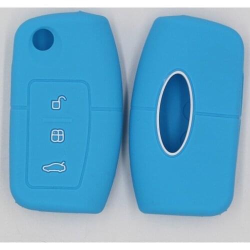 3PC Replacement Silicone Cover Car Key Case For Ford Fiesta Focus Mondeo Ecosport Kuga Titanium Fob Remote Key Case Protector