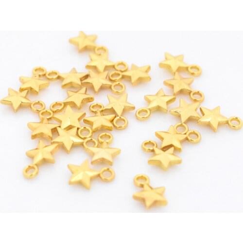 50pcs 11x8X3mm Gold Color Plated Star Charms Pendant DIY Handmade Necklace bracelet Jewelry Accessories