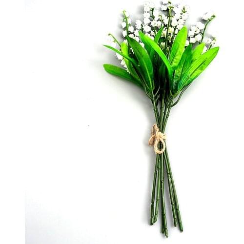 Decorations Dried Flowers Home & Garden Floral Décor Bouquet Fake Plant Plastic Simulation 37cm Green Orchid 6 Pieces 6 Piece