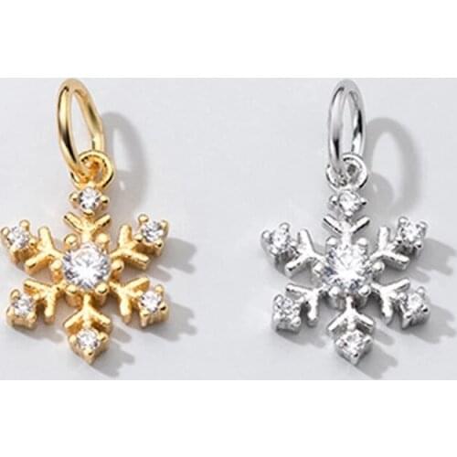 925 Sterling Silver Romantic Snowflake With AAA Zircon Charms DIY Jewelry Making Christmas Decoration Silver Dangle Pendants