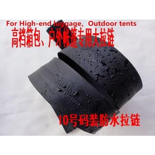 Free ship 10# black waterproof nylon zipper TPU 5M+5pcs sliders luggage outdoor tents accessories wholesale unfinished Zipper