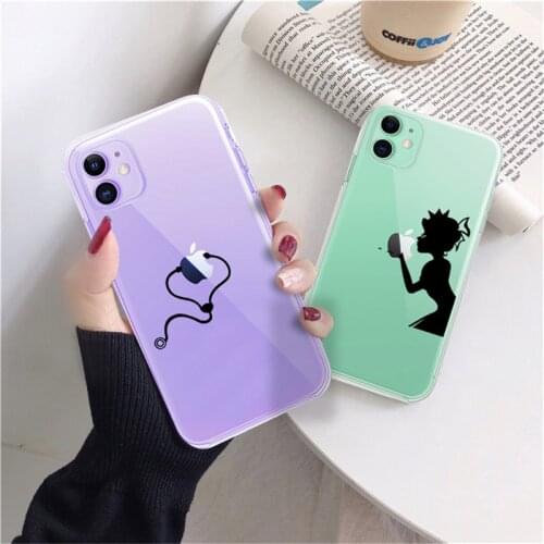 Transparent Headset Rocket Woman Case For iPhone 11 Pro Max 6 6S 7 8 Plus X XR XS Max 5S SE2020 Clear Soft Shockproof Back Cover