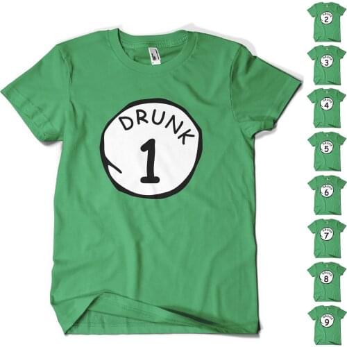 St Patricks Day T Shirt Paddys Day DRUNK 1 TO 9 Novelty Funny Beer Drinking tee shirt homme Cotton short sleeve t-shirt