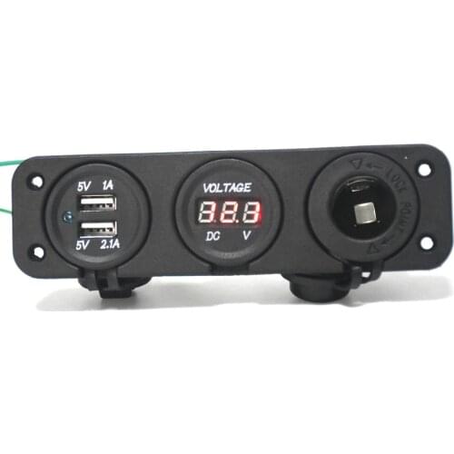 Dual USB Car Motorcycle Cigarette Lighter Socket Car Charger LED Digital Display Digital Voltmeter 12V Electric Voltage Meter
