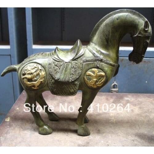 [Nice Discount ] Can collections beautiful Plate with gold Dragon Phoenix horse bronze Statue It is recommended to buy 2PCS