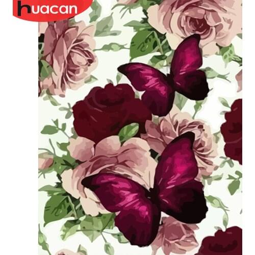 HUACAN Butterfly DIY Painting By Numbers Hand Painted Picture Abstract Oil Painting On Canvas For Living Room Gift