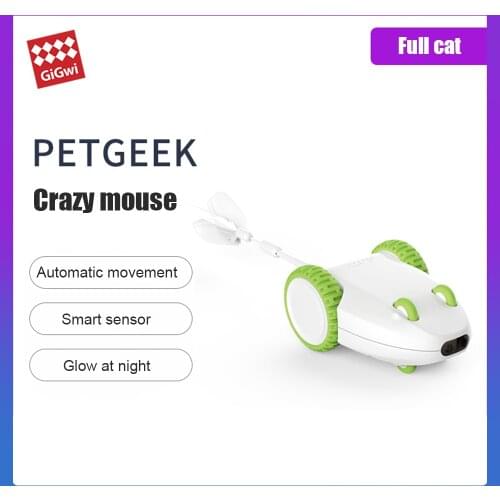 GIGWI Pet Toys PetDroid Series Pet Geek Furious Mouse Cat Educational Interactive Toys Automatic Obstacle Avoidance Cat Toys