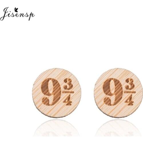 Jisensp 2019 New Arrival Round Digital Wooden Earrings Simple Fashion Mathematical Jewelry for Women Students Graduation Gifts