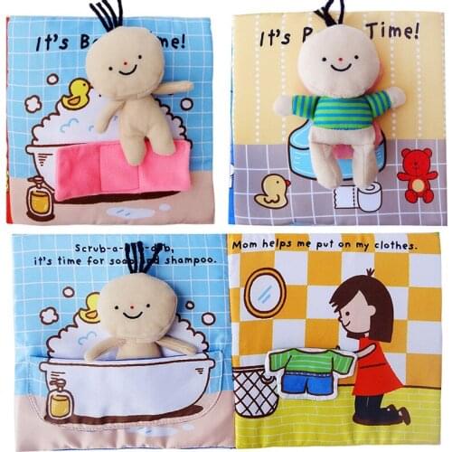Baby Book Kids Children Toddler Soft Fabric Cloth Quiet Books How Bathing Go Potty Early Educational Learning Resource
