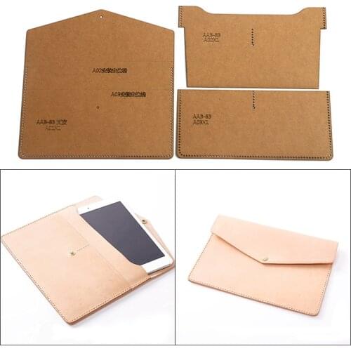Mini notebook sleeve clutch diy handmade leather goods leather tool version drawing kraft paper template mold