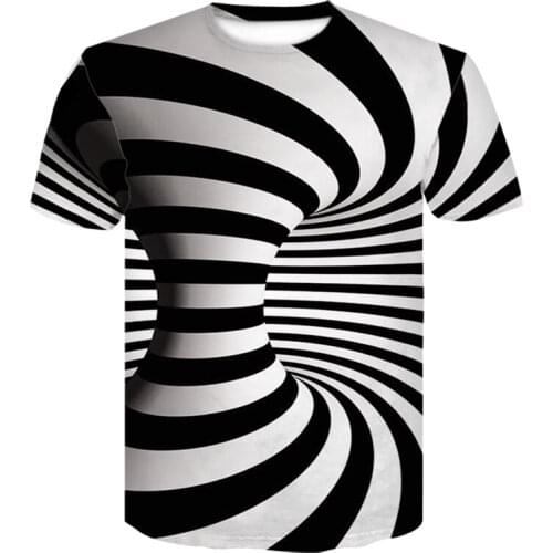 Three-dimensional vortex Men Tshirt harajuku off whit 3D Print shirt Summer O-Neck Daily t shirt Casual Funny T shirt camisetas