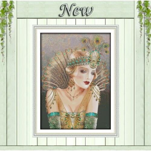 The queen of the peacock,pattern print on cloth DMC 14CT 11CT Cross Stitch kits,embroidery needlework Sets,beautiful girl lovers