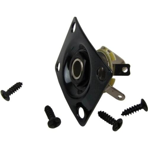 NEW Black Square Metal Electric Guitar Output Jack Plate Socket 6.35mm
