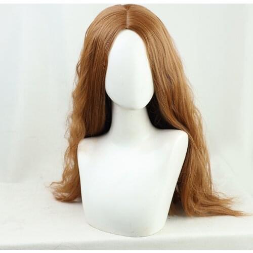 Halloween Scarlet Cosplay Witch Wig Vision Wanda Maximoff Cosplay Wig Brown Curly Synthetic Hair Wigs + Wig Cap