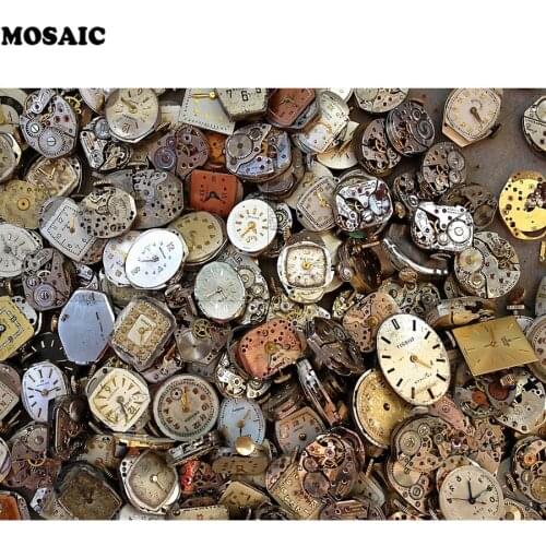 Full area Diy Diamond Painting cross stitch"Diverse watches,antiques,collections,Starie chase"3D Diamond embroidery picture E100