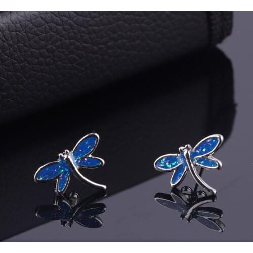 Lovely Female Blue Dragonfly Earring New Fashion Animal Jewelry Women Engagement Birthday Gifts Cute Exquisite Earrings