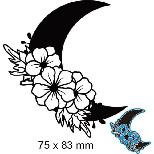 Cutting Dies Flowers on The Moon New Metal DIY Album Paper Craft Embossing Stencil Greeting Card Decoration 75*83mm