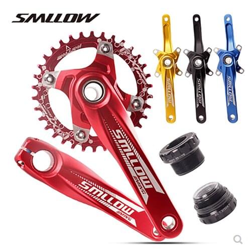SMLLOW Mountain Bike Left and Right Crank BCD104 Hollow One Crankset Sprocket Single Disc Fitting