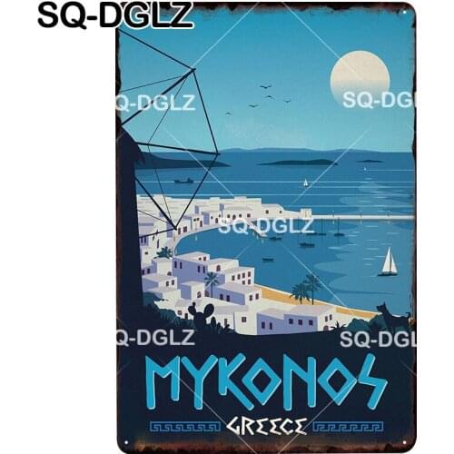 [SQ-DGLZ] MYKONOS Plaque Metal Sign Vintage Tin Sign Decor For Home Wall Bar Decor Metalen Borden Metal Poster Pub