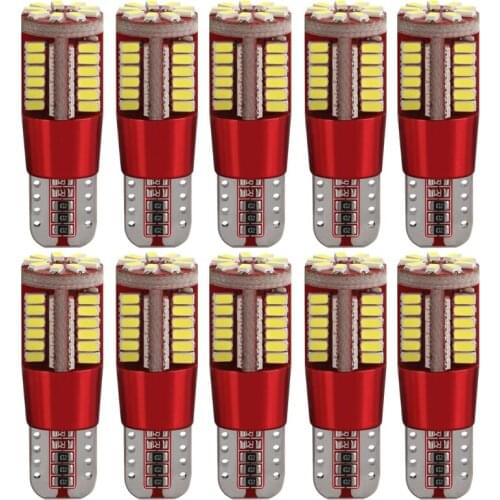 10pcs Canbus T10 W5W 168 192 LED Bulbs 3014 57SMD Car LED Interior Instrument Lights Auto Width Lamps White Red Amber Blue 12V