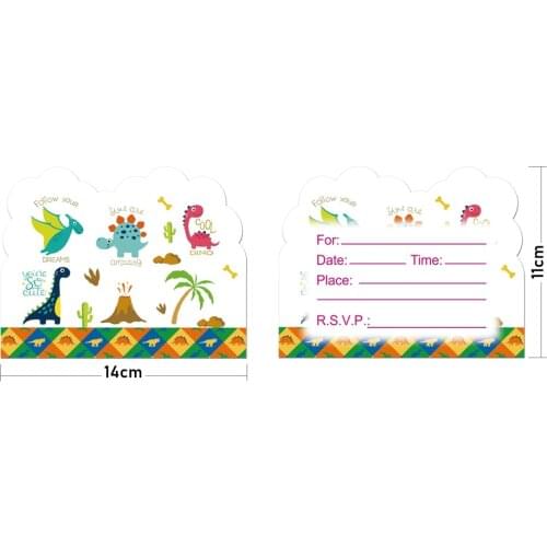 Party supplies 8pcs 2019 New Dino Dinosaur theme invitation card invitations for kids birthday party decoration