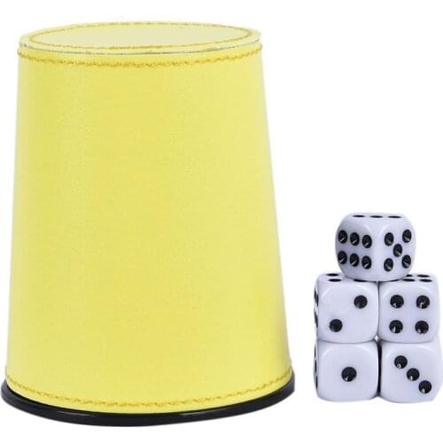 Foreign Trade New Leather PU Trumpet Flannel Dice Cup Bar KTV Entertainment Dice Cup With 5pcs Dices Dobbelstenen Cup