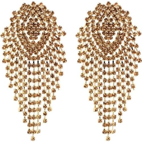 Vodeshanliwen ZA New Design Rhinestone Long Tassel Earrings High Quality Bohemian Big Dangle Earrings For Women Fashion Jewelry